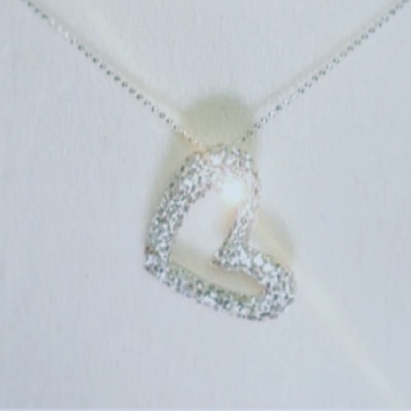 Diamond open heart pendant & Sterling Silver Chain - Picture 5 of 5